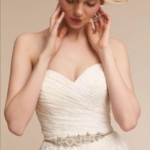 Anthro BHLDN freesia wedding gown w/ belt fits2/xs